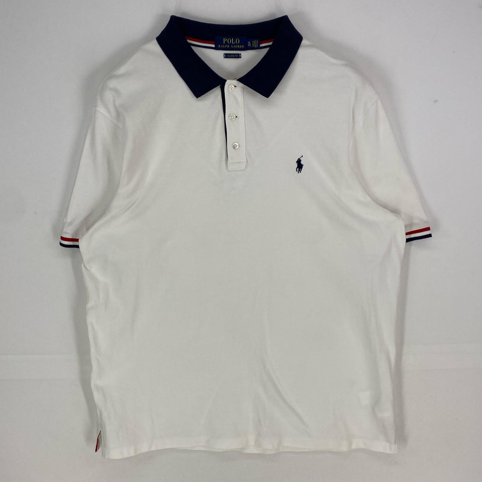 古着 ポロ・ラルフローレン POLO RALPH LAUREN 半袖シャツ ワンポイント 3ボタン ポロシャツ XL  ホワイト系 メンズ