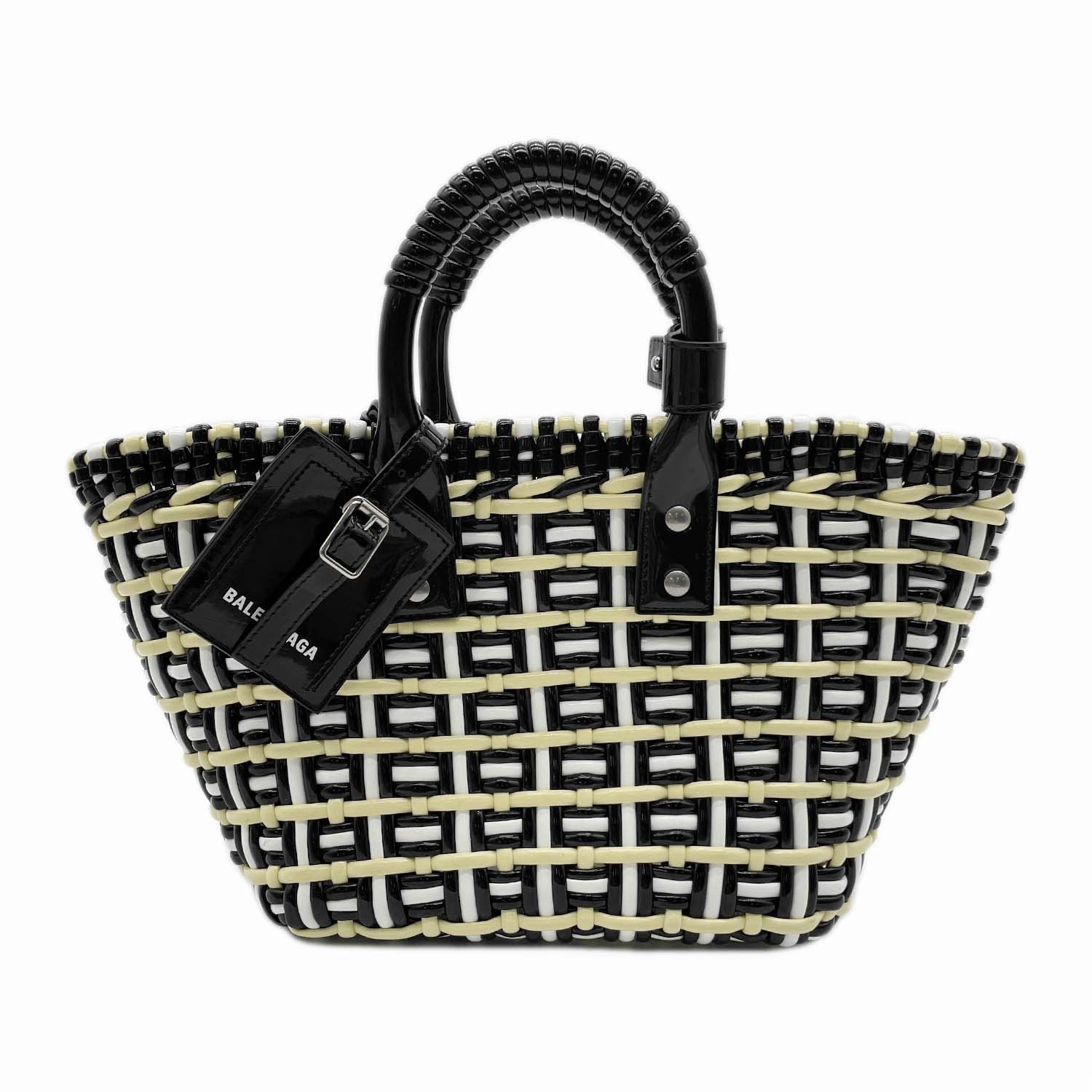 BALENCIAGA バレンシアガ ビストロバスケットバッグ ハンドバッグ
 ショルダー かご 2WAY PVC XS ブラック レディース
 【中古】
