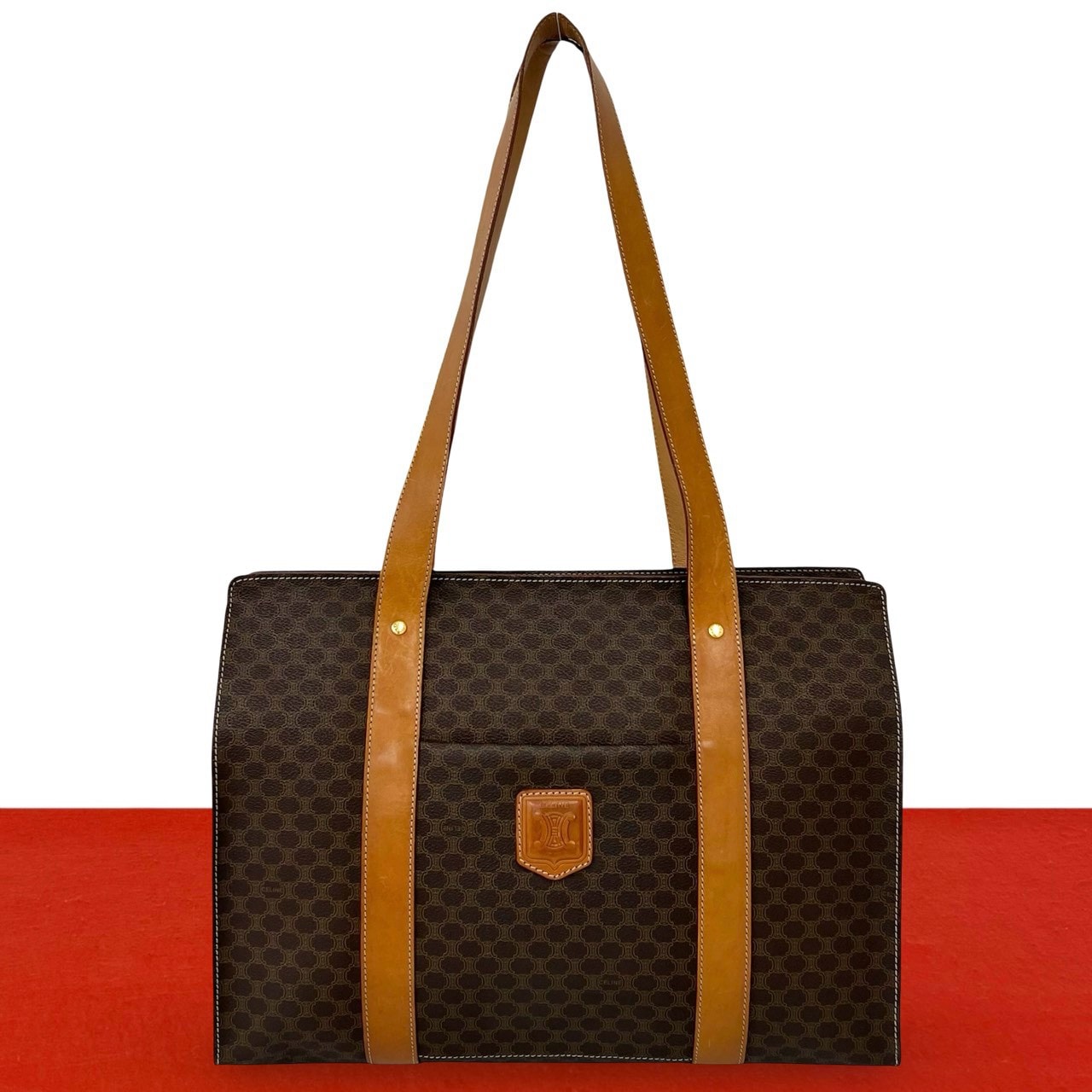 CELINE セリーヌ マカダム ブラゾン 柄 ロゴ レザー PVC トートバッグ ブラウン
45207