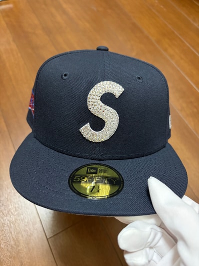 Supreme x Swarovski S Logo New Era "Navy"