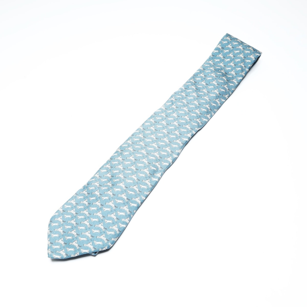 エルメス HERMES 馬 うさぎ プリント シルク ネクタイ【中古】