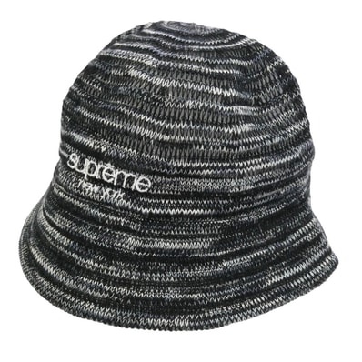 Supreme シュプリーム 25SS Open Knit Crusher オープン ニット クラッシャー バケット ハット 帽子 ブラック系 MEDIUM/LARGE【美品】【中古】