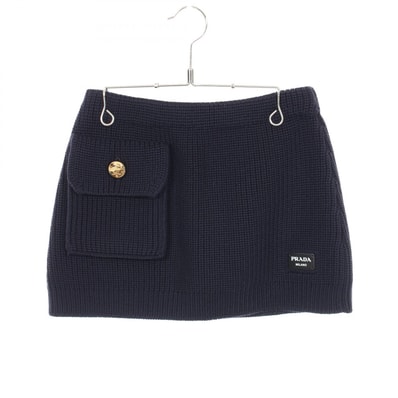 プラダ PRADA ニット スカート 衣料品 ボトムス ウール レディース ネイビー系 【中古】