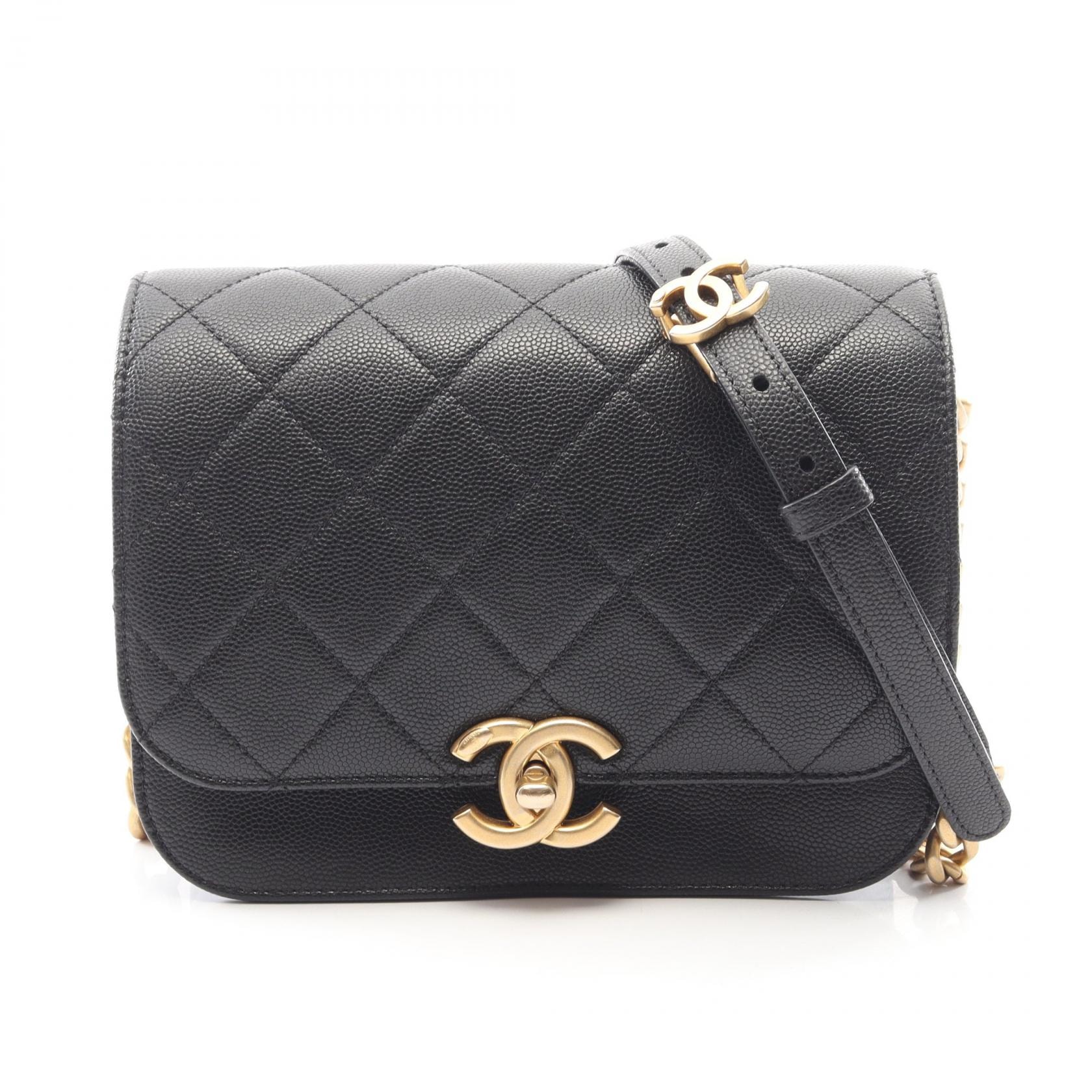 シャネル CHANEL マトラッセ ショルダーバッグ バッグ キャビアスキン(グレインドカーフ) レディース ブラック系 AS2823 【中古】