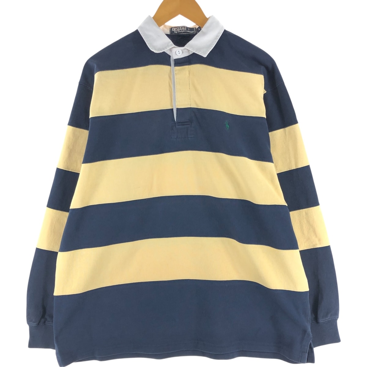 古着 ラルフローレン Ralph Lauren POLO by Ralph Lauren ボーダー柄 長袖 ラガーシャツ メンズL相当/eaa538096