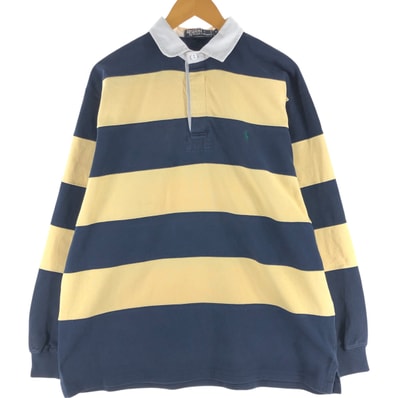 古着 ラルフローレン Ralph Lauren POLO by Ralph Lauren ボーダー柄 長袖 ラガーシャツ メンズL相当/eaa538096