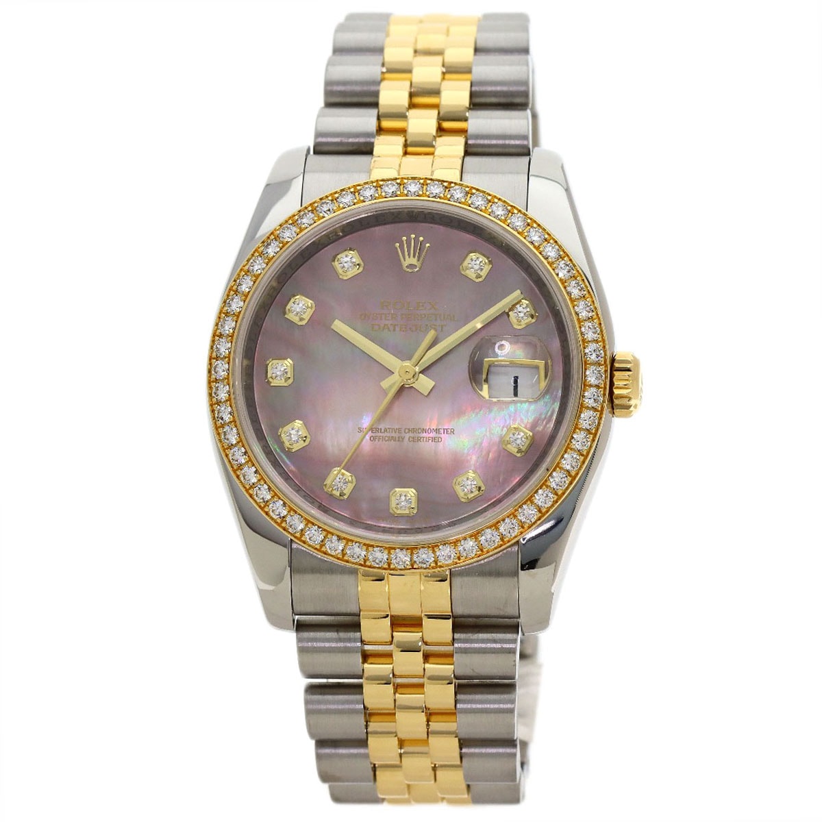 ROLEX ロレックス 116243NG デイトジャスト ダイヤモンドベゼル 腕時計 SS SSxK18YG ダイヤモンド メンズ [中古]