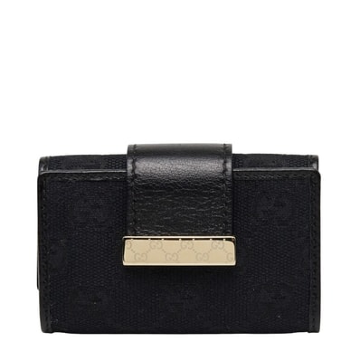 グッチ GGキャンバス ロゴプレート 6連 キーケース 212098 ブラック キャンバス レザー レディース GUCCI 【中古】