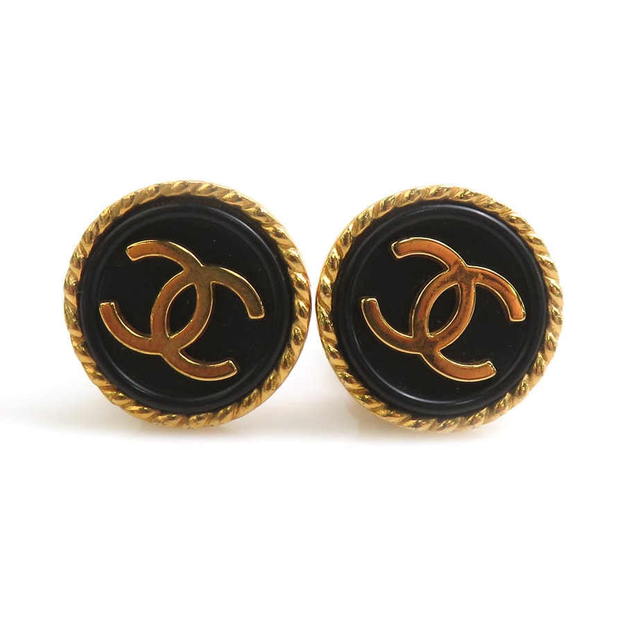 シャネル CHANEL イヤリング ココマーク メタル/プラスチック ゴールド/ブラック レディース【中古】 e62429a