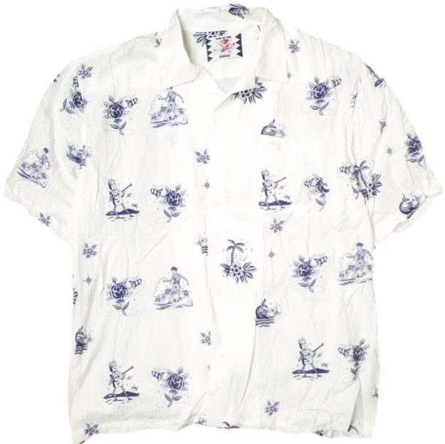 SON OF THE CHEESE サノバチーズ SERGIO MORA Aloha Shirt 60s レーヨンツイル アロハシャツ SC1731-SH01 M ホワイト 半袖 トップス g22567
