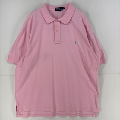 古着 ポロバイラルフローレン Polo by Ralph Lauren ポロシャツ ワンポイント ロゴ ポロシャツ 大きいサイズ 刺繍 2XL ピンク系 メンズ