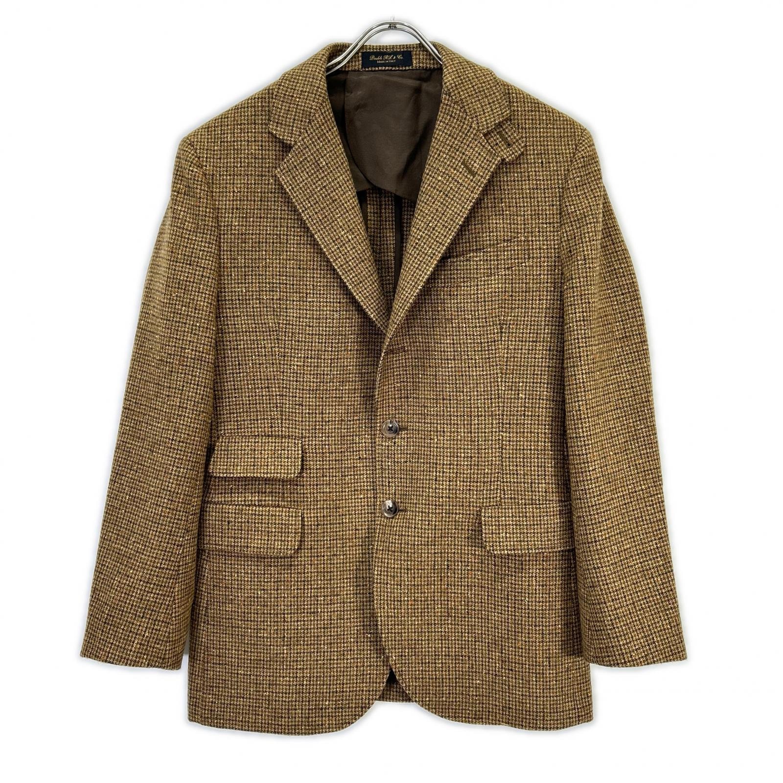ダブルアールエル 25AW 782974004001 イタリア製 ブラウン ウール100 センターベント チェック柄 3Bブレザージャケット 36S