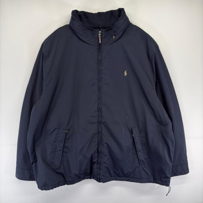 古着 ポロ・ラルフローレン POLO RALPH LAUREN ジャケット 中綿 フリースライナー 大きいサイズ フルジップ 4XL ネイビー系 メンズ