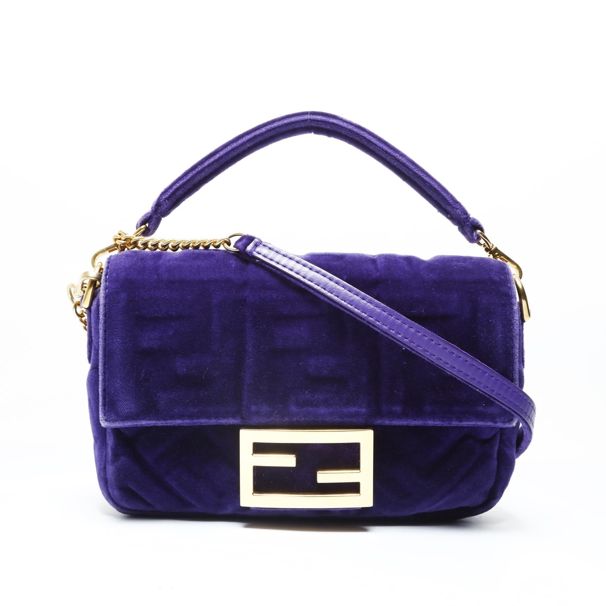 フェンディ FENDI ズッカ ベロア マンマバゲット ショルダーバッグ【中古】