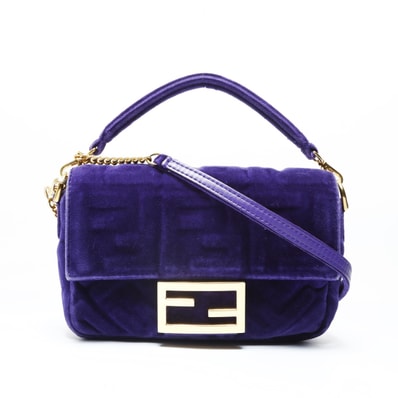 フェンディ FENDI ズッカ ベロア マンマバゲット ショルダーバッグ【中古】