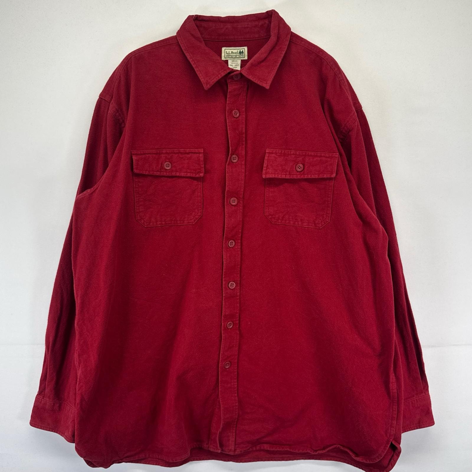古着 エルエルビーン L.L.Bean 長袖シャツ 胸ポケット シャモア ネルシャツ アウトドア TALL  レッド系 メンズ