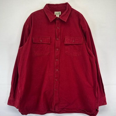古着 エルエルビーン L.L.Bean 長袖シャツ 胸ポケット シャモア ネルシャツ アウトドア TALL レッド系 メンズ