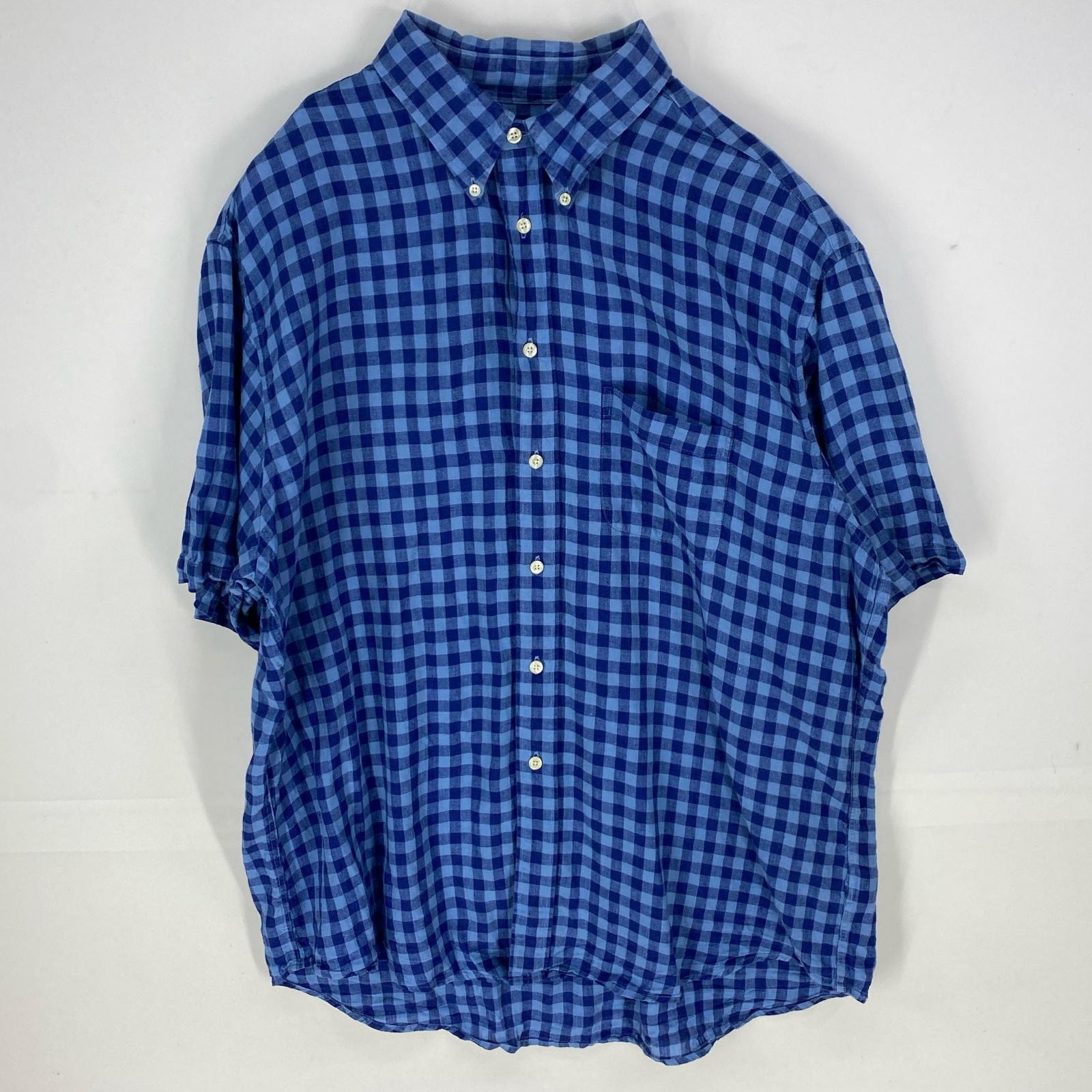古着 ブルックスブラザーズ Brooks Brothers 半袖シャツ 胸ポケット ギンガムチェック 346 XL  ネイビー系 チェック メンズ