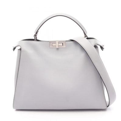 フェンディ FENDI ピーカブー エッセンシャル 2WAY ハンドバッグ バッグ フレザー レディース ブルー系 8BN300 【中古】
