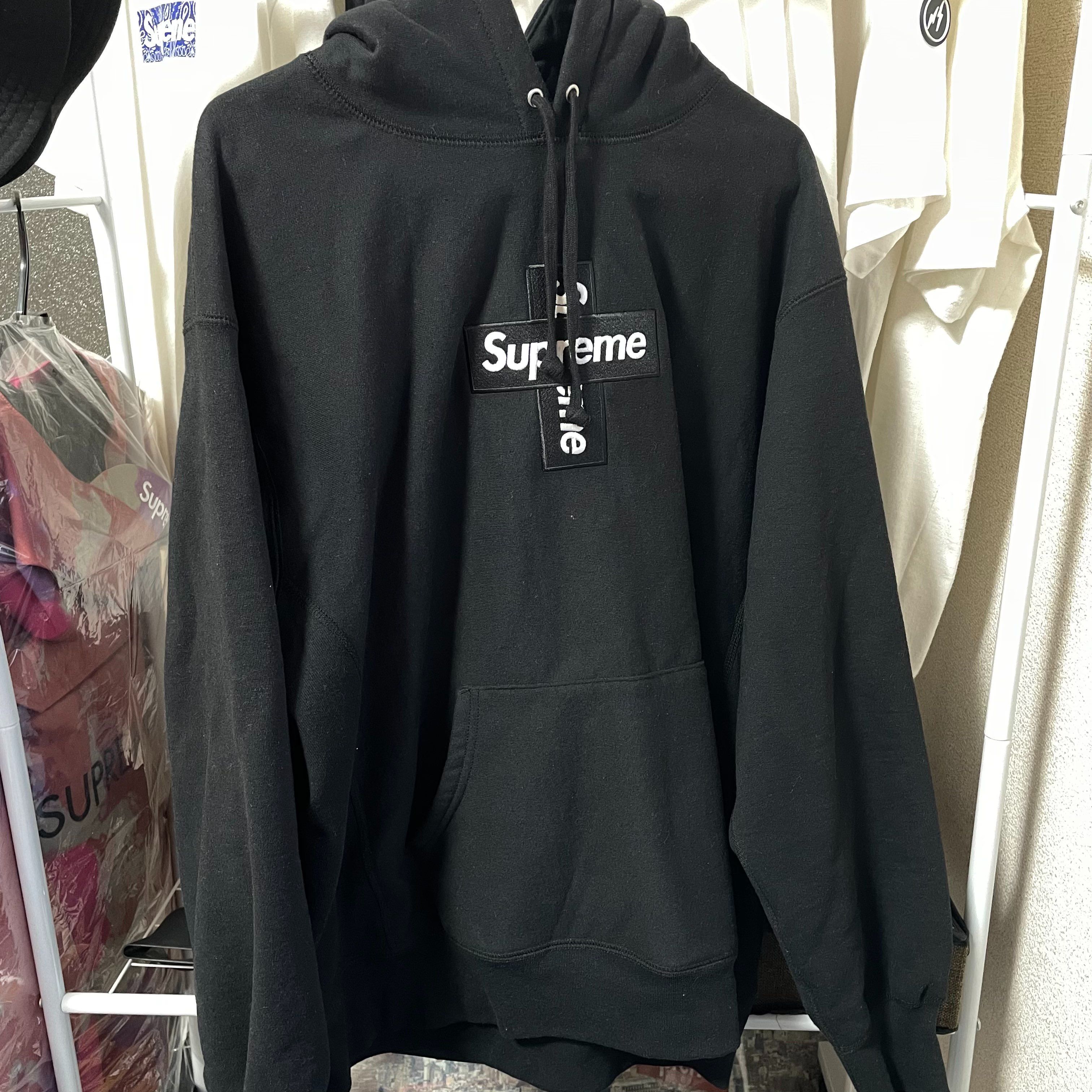 Supreme Cross Box Logo Hooded Sweatshirt "Black"