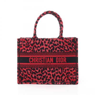 ディオール Dior BOOK TOTE ブックトート ミディアム レオパード トートバッグ バッグ キャンバス レディース レッド系 / ブラック系 【中古】