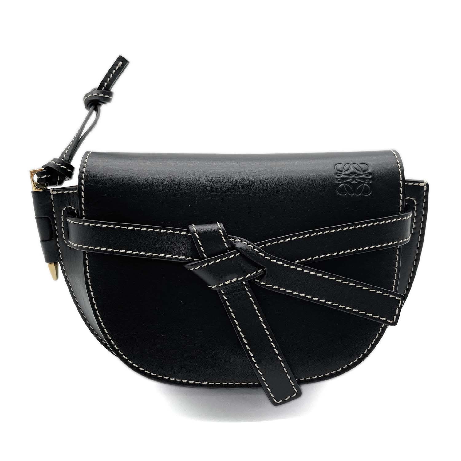 LOEWE ロエベ ゲート バムバッグ ミニ ウエストバッグ レザー ブラック レディース 【中古】