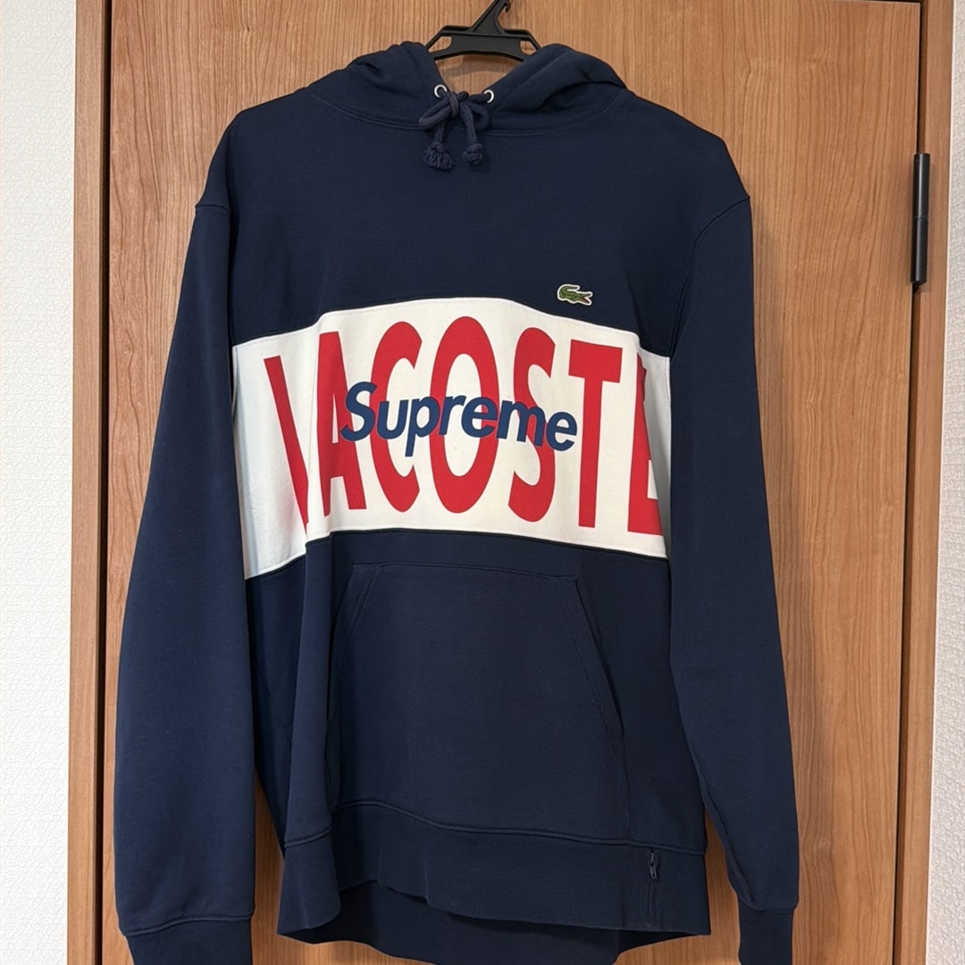 Supreme / Lacoste Logo Panel Hooded Sweatshirt "Navy"