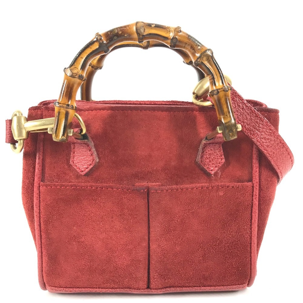 グッチ GUCCI バンブー ミニ 2WAYバッグ 007 1793 0236 ヴィンテージ カバン ショルダーバッグ ハンドバッグ レザー/スエード レッド