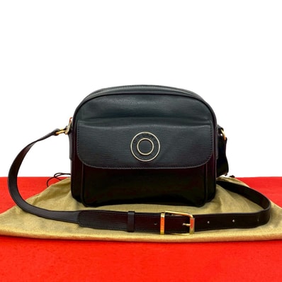 CELINE セリーヌ サークルロゴ 金具 レザー ショルダーバッグ ブラック
333-6