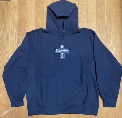 Supreme Cross Box Logo Hooded Sweatshirt "Navy"