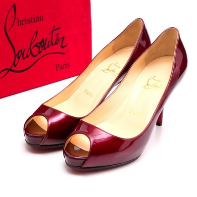 ■美品■Christian Louboutin クリスチャンルブタン パンプス サイズ36 ハイヒール オープントゥ エナメル レザー 靴 ブランド古着【中古】20250729/RA5506
