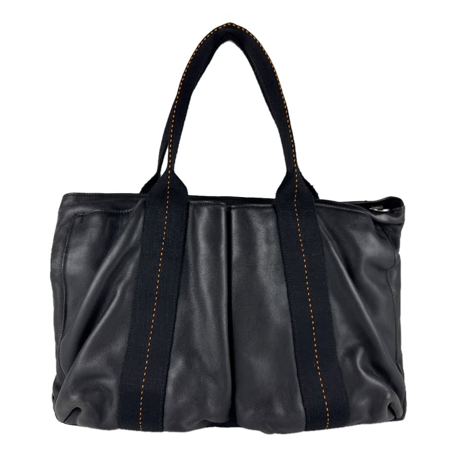 エルメス HERMES ハンドバッグ ショルダーバッグ キャラバン ホリゾンタルMM レザー/コットン ブラック ユニセックス【中古】 z8509