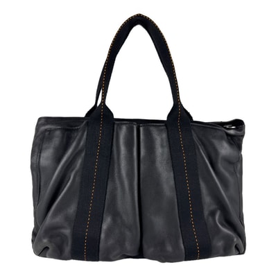 エルメス HERMES ハンドバッグ ショルダーバッグ キャラバン ホリゾンタルMM レザー/コットン ブラック ユニセックス【中古】 z8509