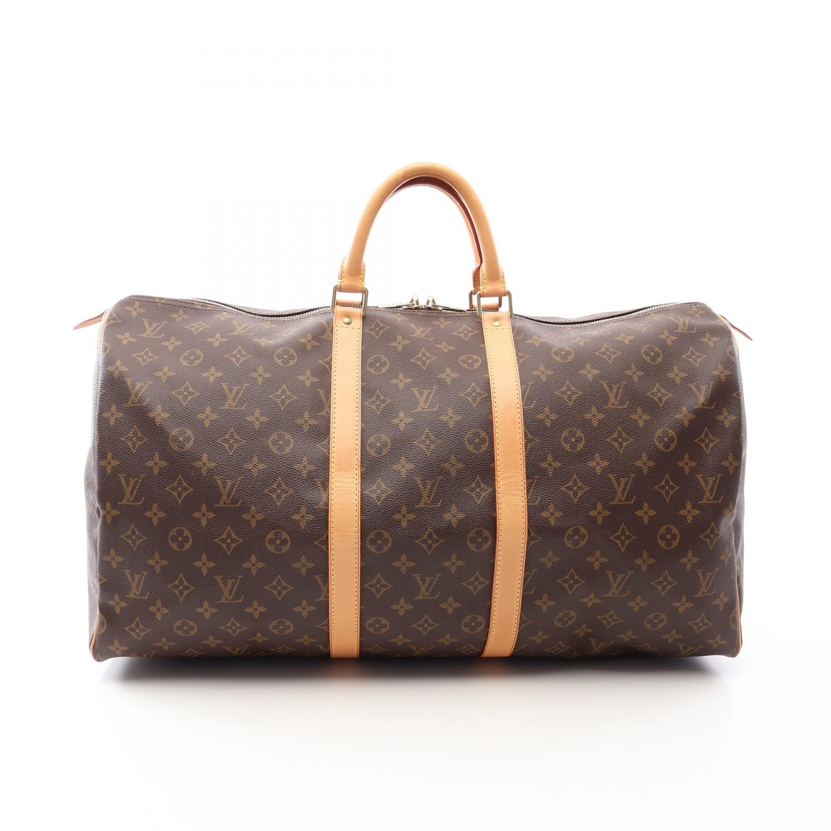 ルイ・ヴィトン LOUIS VUITTON キーポル55 ボストンバッグ バッグ PVCコーティングキャンバス レザー モノグラム メンズ レディース ブラウン系 M41424 【中古】