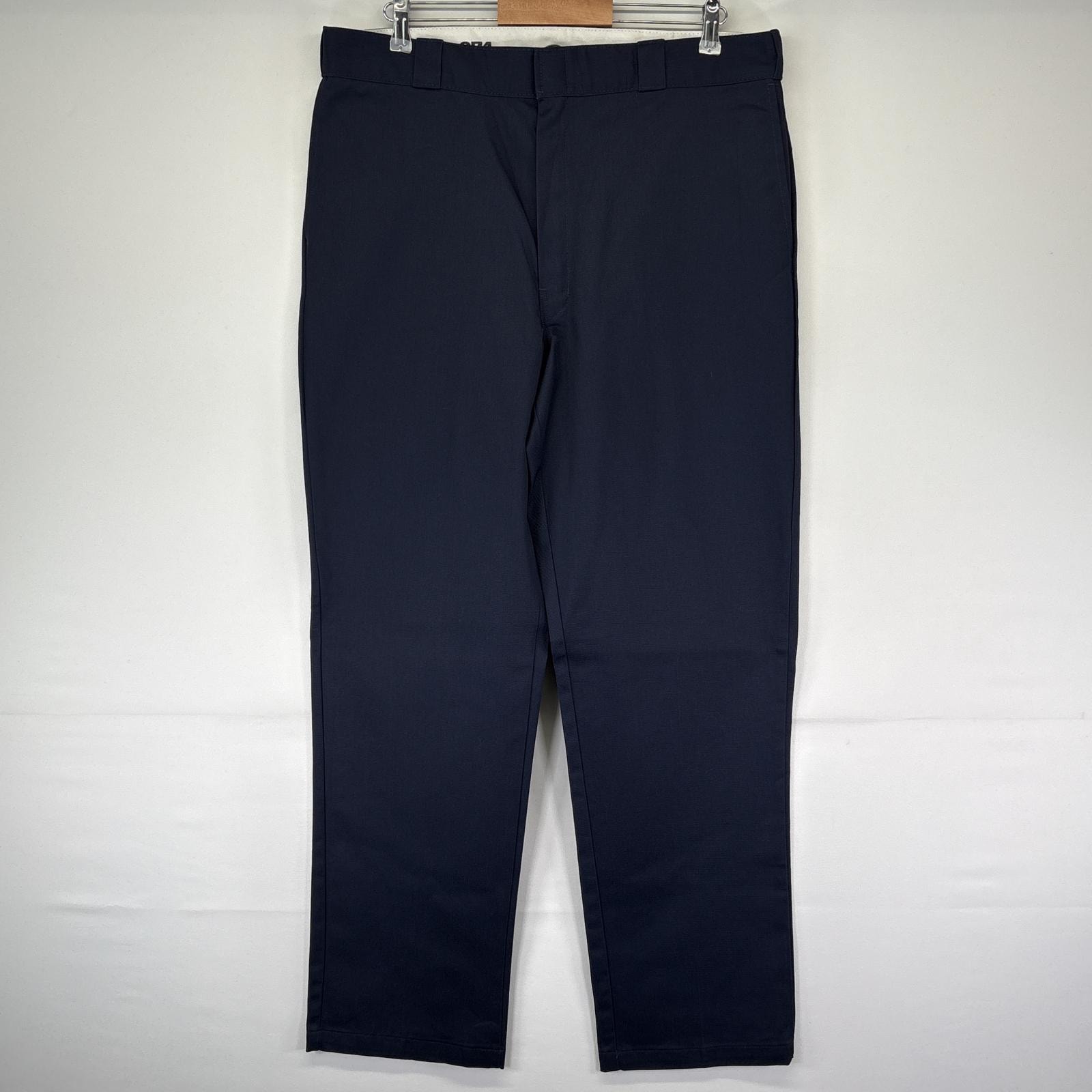 古着 ディッキーズ Dickies ワークパンツ 874 ワンポイントロゴ 長ズボン チノパン 大きいサイズ ジップフライ w38 L34  ネイビー メンズ