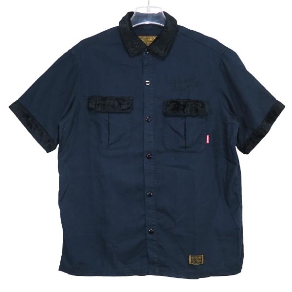 NEIGHBORHOOD ネイバーフッド 11SS F.B.BOWLER/CS-SHIRT.SS 111CONH-SHM04 FLASH BACK ショートスリーブ ボーリング シャツ ネイビー 半袖 サイズL