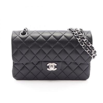 シャネル CHANEL マトラッセ Wフラップ ショルダーバッグ バッグ ラムスキン(羊革) レディース ブラック系 A01113 【中古】