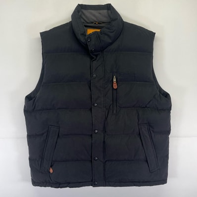 古着 ティンバーランド Timberland ベスト フルジップ 大きいサイズ ワンポイント 胸ポケット 2XL ブラック系 メンズ