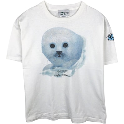 古着 90年代 ヘインズ Hanes EXPLORATIONS アザラシ柄 アニマルTシャツ メンズXL相当 ヴィンテージ/eaa648767
