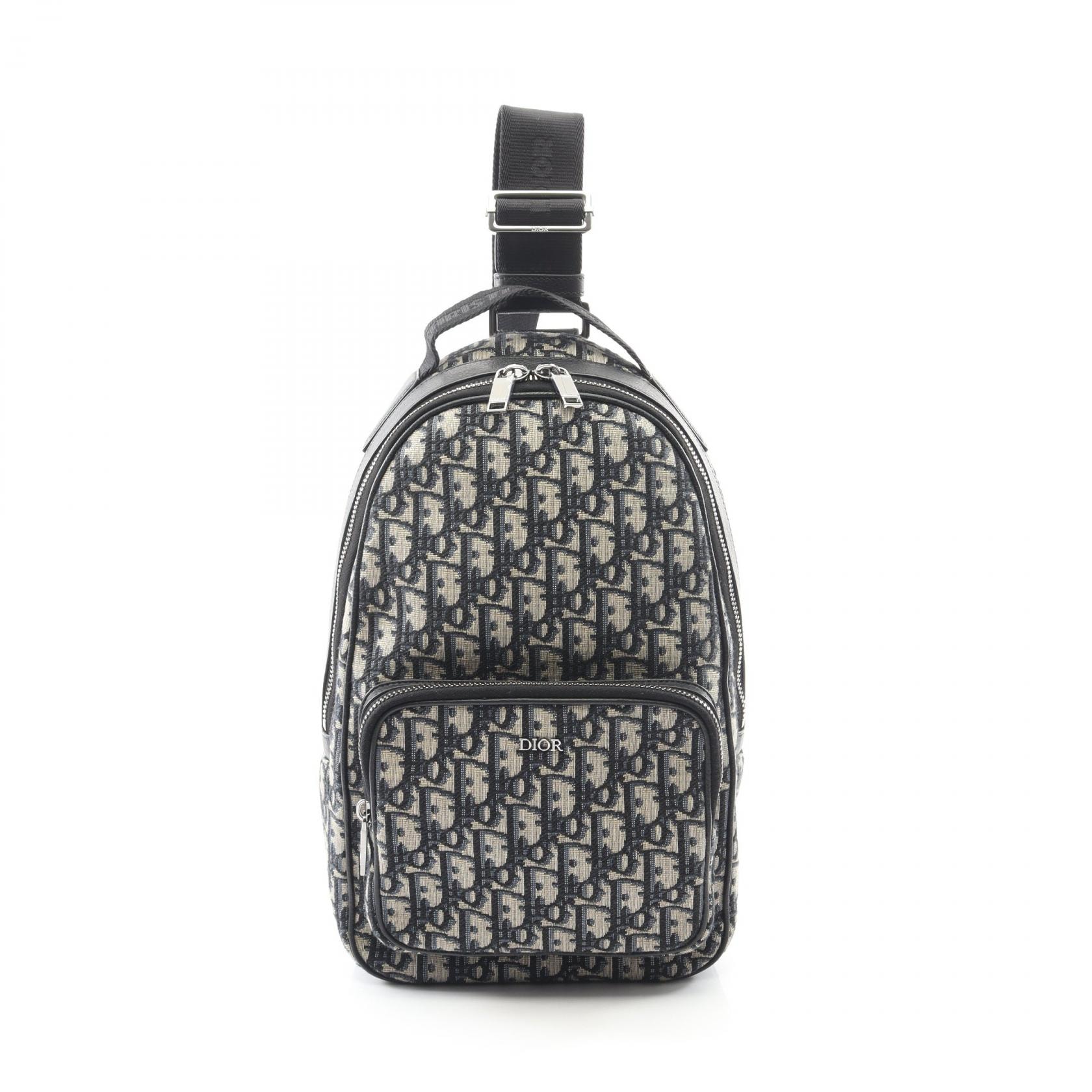 ディオール Dior Rider スリングバッグ オブリーク ジャカード ウエストバッグ ボディバッグ バッグ キャンバス レザー メンズ ベージュ系 / ネイビー系 【中古】