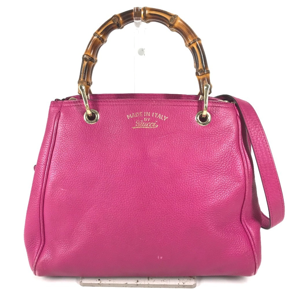 グッチ GUCCI ロゴ バンブー 2WAYバッグ 336032 カバン かばん ショルダーバッグ 斜め掛け ハンドバッグ レザー パープルピンク系