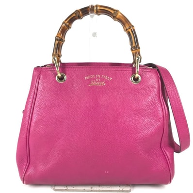 グッチ GUCCI ロゴ バンブー 2WAYバッグ 336032 カバン かばん ショルダーバッグ 斜め掛け ハンドバッグ レザー パープルピンク系