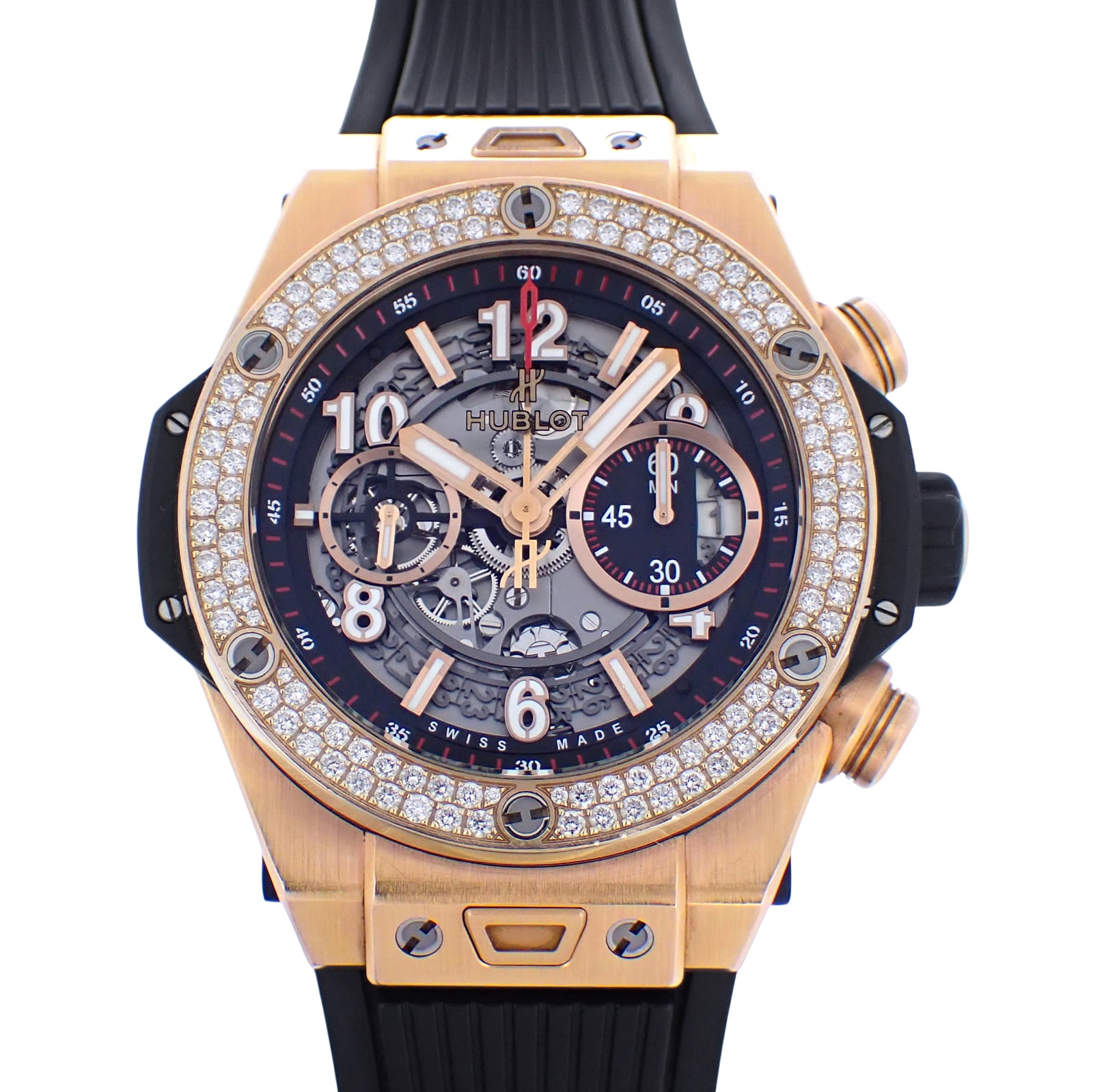 ベゼルダイヤ HUBLOT ウブロ  ビッグバン ウニコ キングゴールド  411.CX.1180.RX  メンズ 腕時計