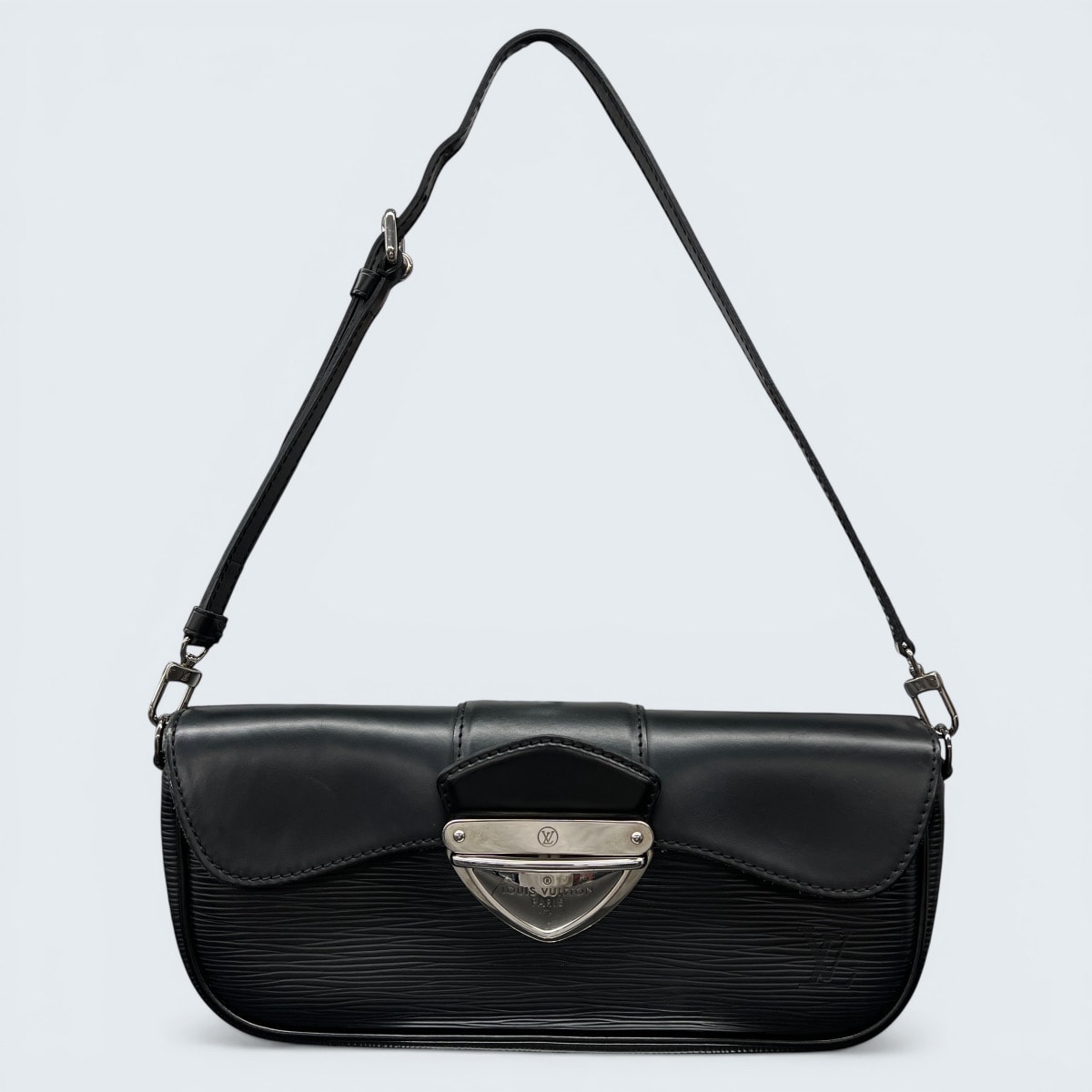 LOUIS VUITTON 美品 ルイヴィトン ポシェット モンテーニュ エピ ノワール 2way ショルダーバッグ クラッチバッグ M59292 レザー TH4008 ブラック ワンショルダー LV ヴィトン ABランク 中古 鑑定済 ヴィトンバッグ