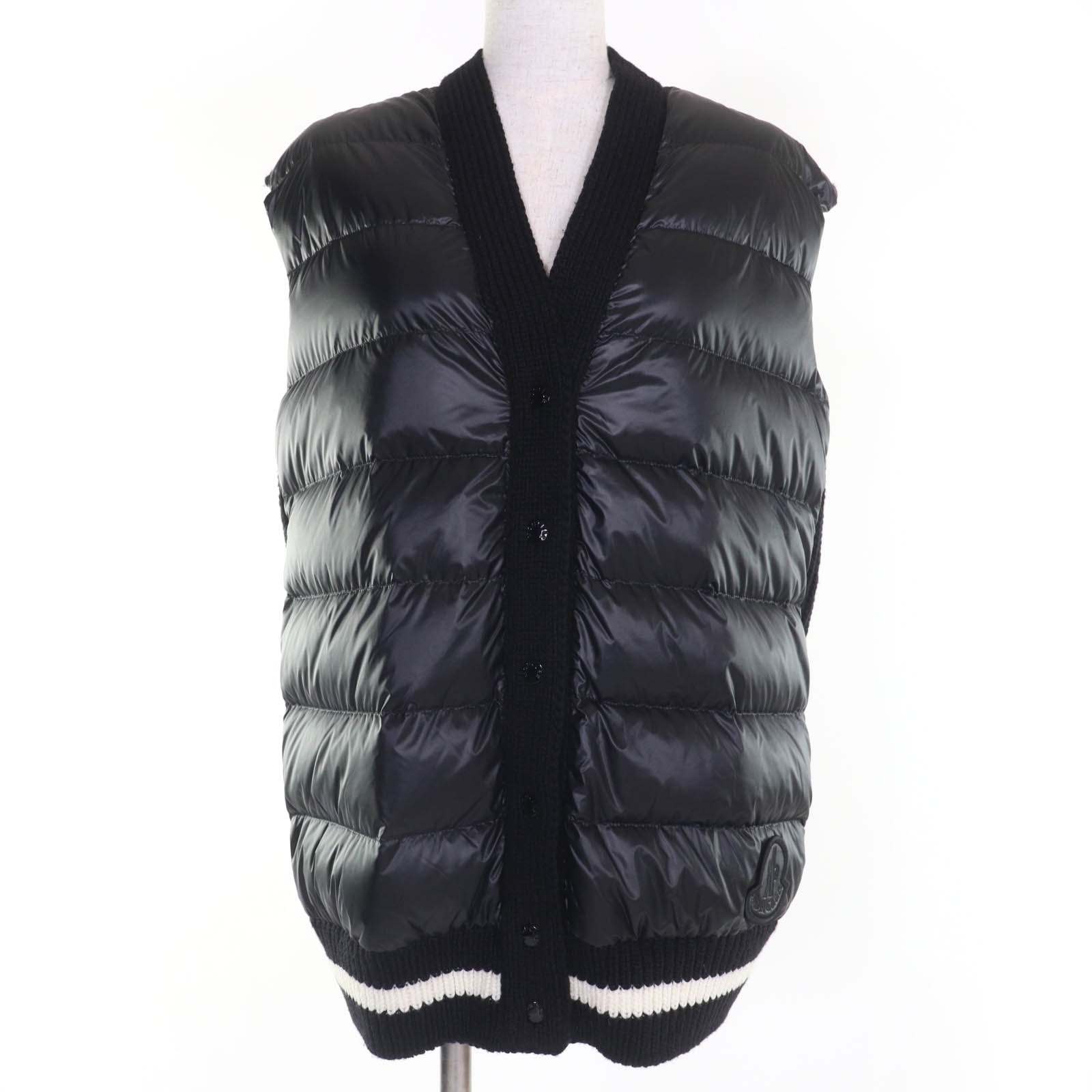 未使用品 モンクレール
 ダウンベスト GILET TRICOT ブラック レディース XS