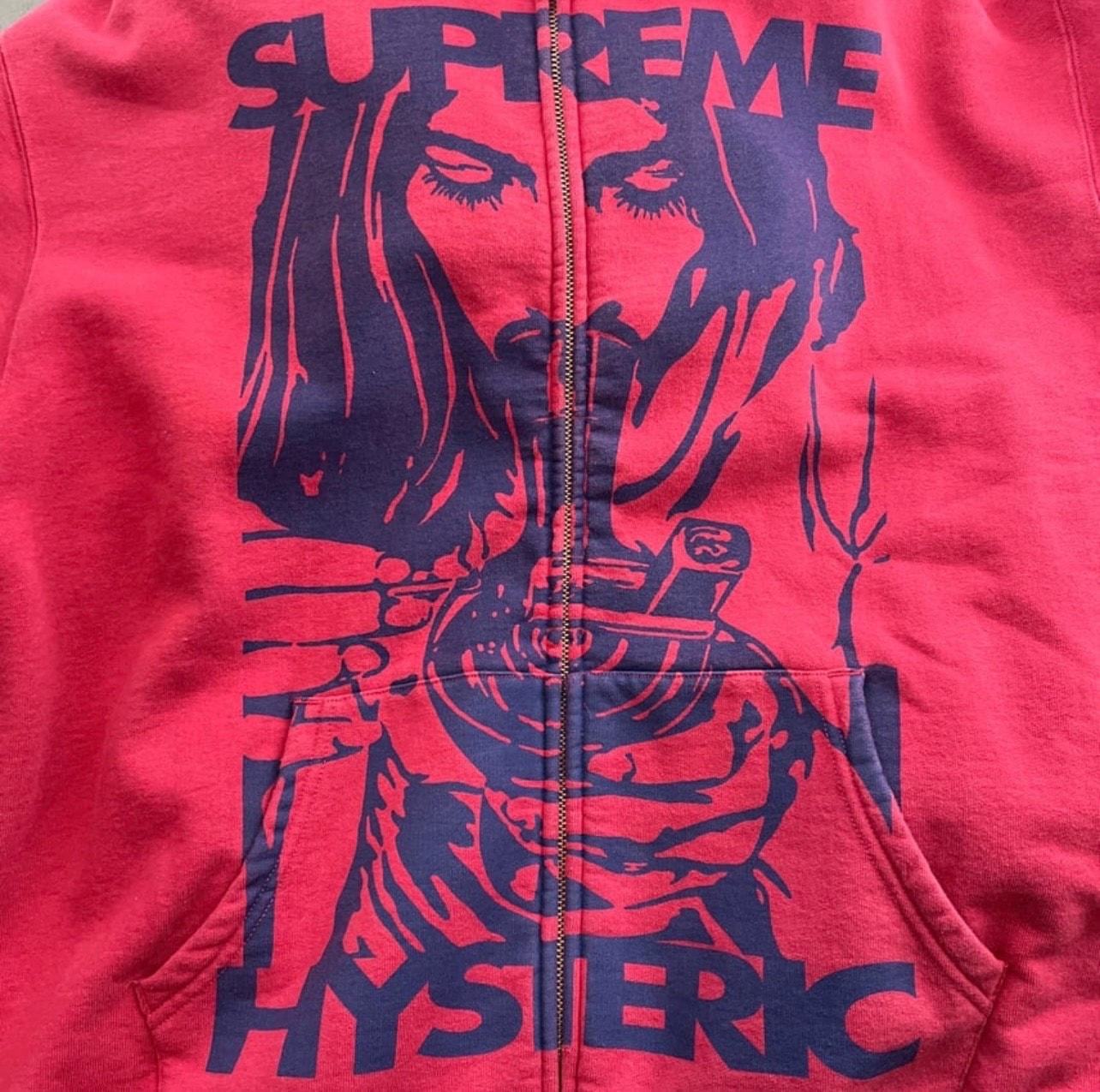 Supreme x HYSTERIC GLAMOUR Thermal Lined Zip Up Hooded Sweatshirt "Red"