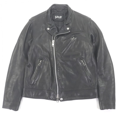 美品 ショット ライダースジャケット ブラック メンズ S