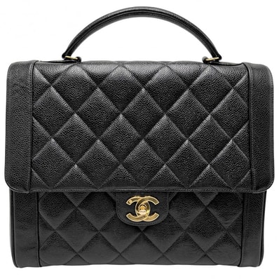 CHANEL シャネル ハンドバッグ マトラッセ ココマーク トップハンドル キャビアスキン ブラック 黒 ゴールド金具 レディース【中古品】