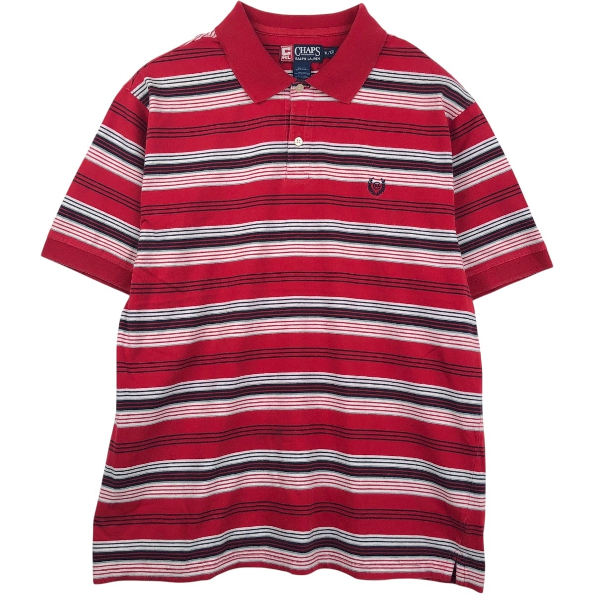 古着 ラルフローレン Ralph Lauren CHAPS チャップス マルチボーダー 半袖 ボーダー ポロシャツ メンズXL相当/eaa657549