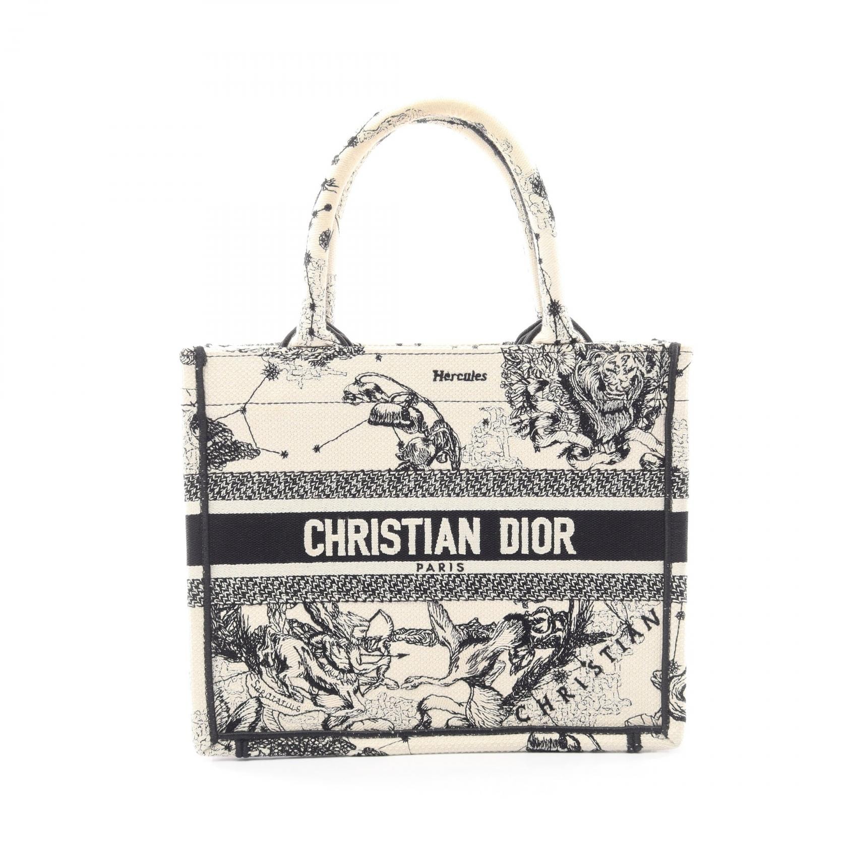 ディオール Dior BOOK TOTE ブックトート スモール ゾディアック トートバッグ バッグ キャンバス レディース アイボリー系 / ブラック系 【中古】